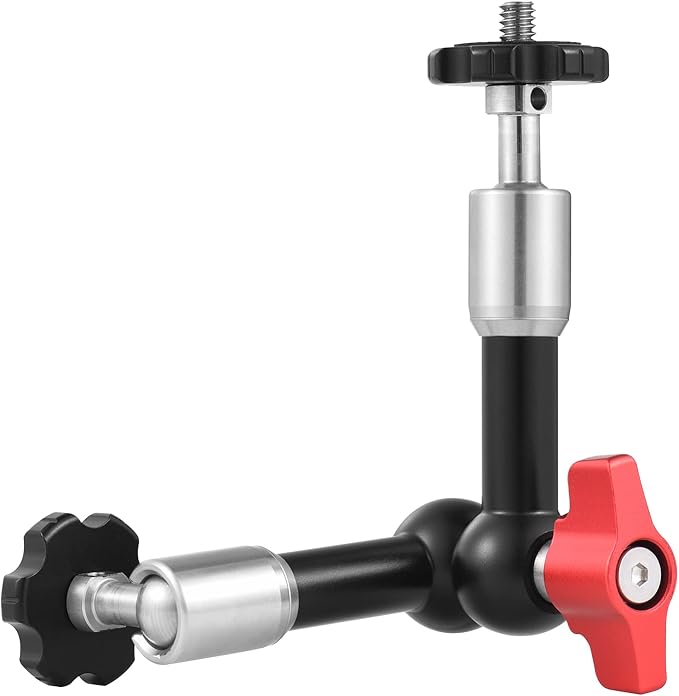 Camnoon 7 Inch Adjustable Articulating Friction Magic Arm Flexible Extension Bracket Aluminum Alloy with Dual 1/4 Inch Screw 360° Rotatable for Video Monitor LED Light Flash