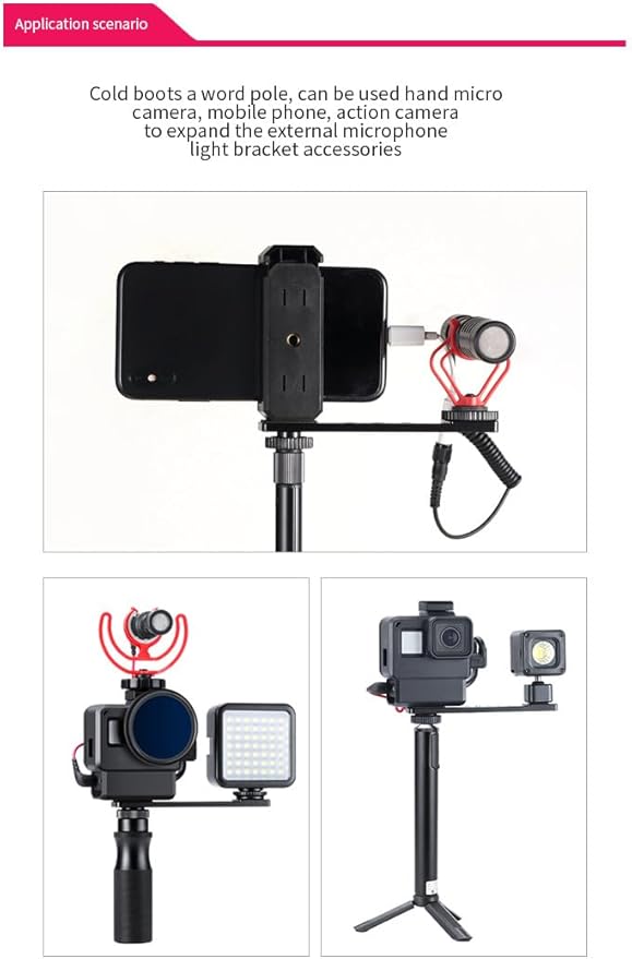 Aluminum Camera Cold Shoe Mount, Hot Shoe Extension Camera Flash Bracket for Light, Mic, with 1/4'' Tripod Screw (ST-001)