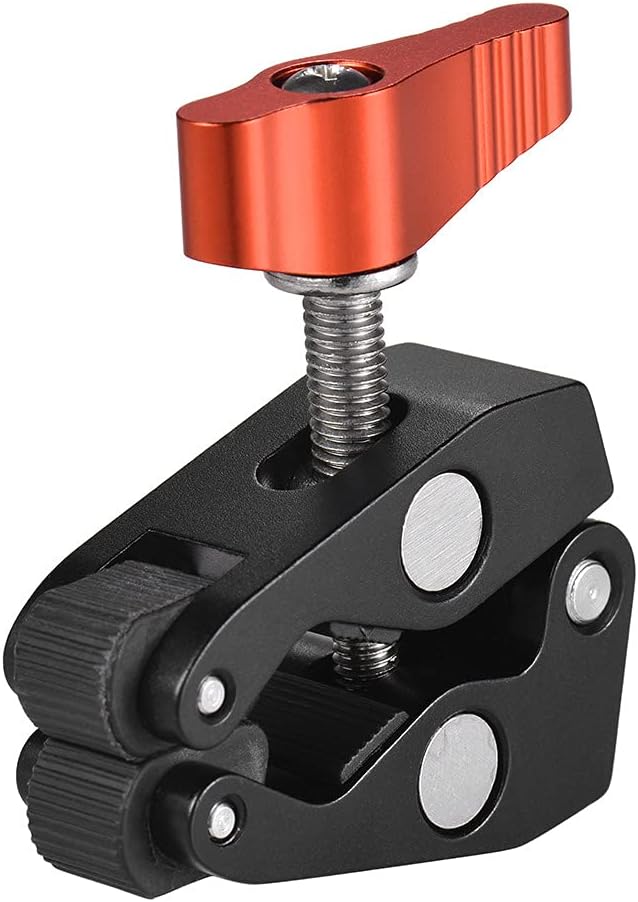 Andoer Super Clamp Tripod Clamp Crab Pliers Clip with 1/4 Inch & 3/8 Inch Screw Hole for DSLR Rig LCD Monitor Studio Light Camera Magic Arm, Orange