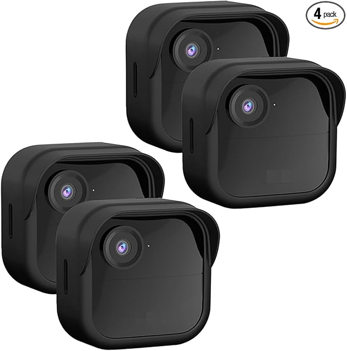 Silicone Case Cover for All-New Blink Outdoor 4 (4th Gen) - Weatherproof Protective Skin Cover with Hat Brim for All-New Blink Outdoor 4 & 2K Smart Security Camera (Black, 4 Pack)