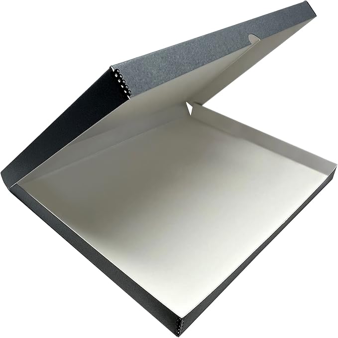 Lineco Folio Storage Box, Clamshell Design with Metal Edge. 18.5x24.5x1.75 Inches, Archival Boxboard, Preserve Photos, Cards, Magazines, Documents, Art, Ephemera, Family Records, Gray, Pack of 1