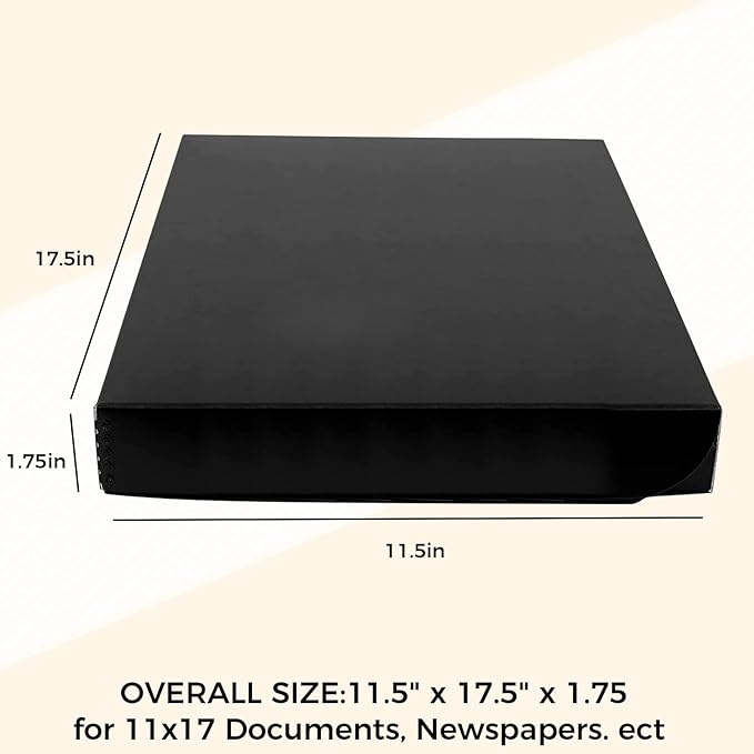Golden State Art, Archival Folio Storage Box 11x17, Clamshell Design with Metal Edge, Preserve And Store Photos Documents Cards Prints Arts Crafts DIY, Black