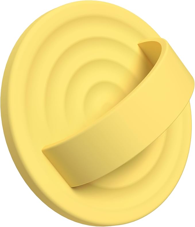 Upgraded Magnetic Phone Grip, Liquid Silicone Soft and Portable, Removable Finger Loop Ring Grip Holder for iPhone, Strong Magnetic Attraction, Compatible with MagSafe Phone Case, Yellow