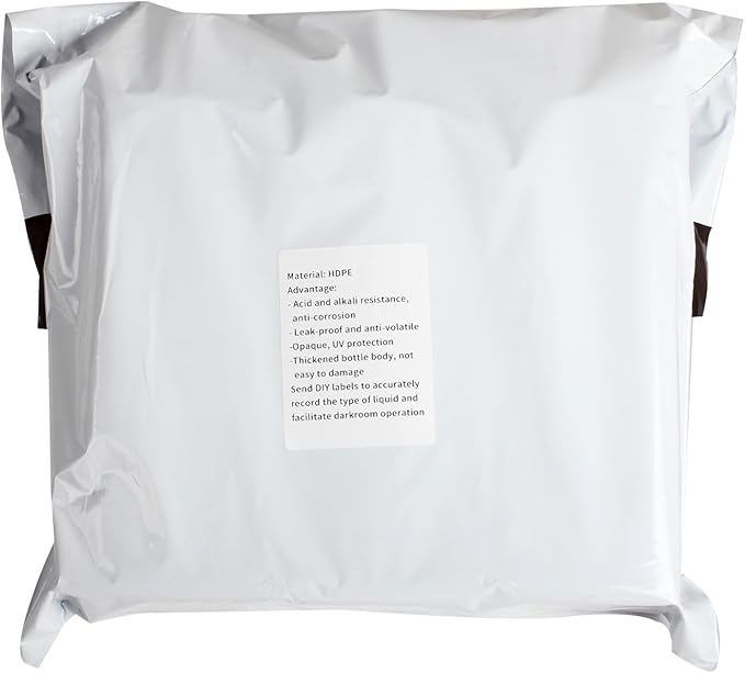 eTone 3X 500ml Darkroom Chemical Storage Bottles with Caps Film Photo Developing Processing Equipment (Black)