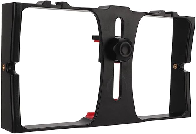 Smartphone Video Rig, Handheld Smartphone Video Rig Phone Video Camera Cage ABS Portable Handheld Smartphone Video Stabilizer Rig for Livestreaming Vlog (Red)