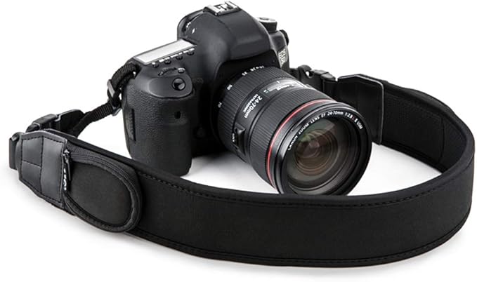 DSLR Camera Neck Strap, Soft Neoprene Shoulder Belt for Canon EOS R5 R6 5D Mark IV 6D Mark II SL3 SL2 T8i T7 T7i 90D 80D Nikon D6 D5 DF D850 D810 D780 D7500 D5600 D3500 with Zipped Pockets