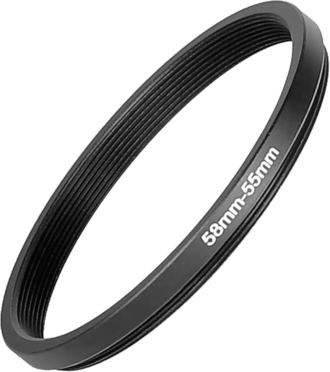 Step Down Rings 58mm to 55mm Metal Lens Filter Adapter Ring for All Brands, UV, ND, CPL 58mm Lens to 55mm Filter Size Accessories