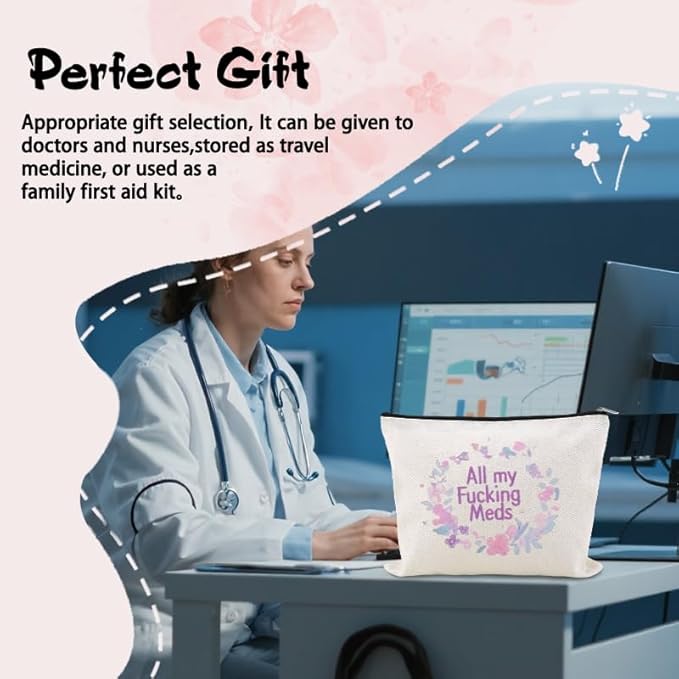 Funny Patient Medical Bag Gift Small Travel Drug Organizer Camping Medicine Bag Pouch Doctor Nurse Technician Pharmacy Gag Gift Practitioner Novelty Gifts for Physician Pharmacist Makeup Cosmetic Bags