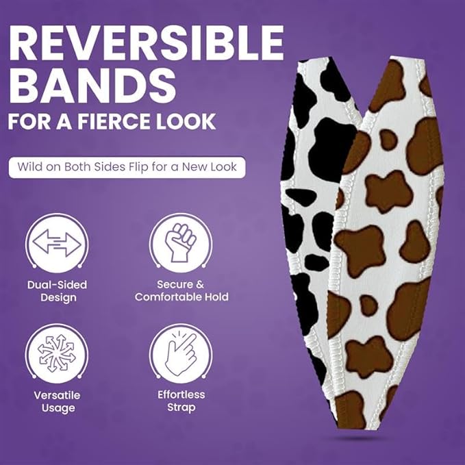 Switchbands Universal Phone Grip Strap – Pack of 2, Customizable & Reversible Elastic Phone Strap Grip Holder, Ultra-Slim Hand Strap for Phone Case for Almost All Phone Cases - Brown & Black Cows
