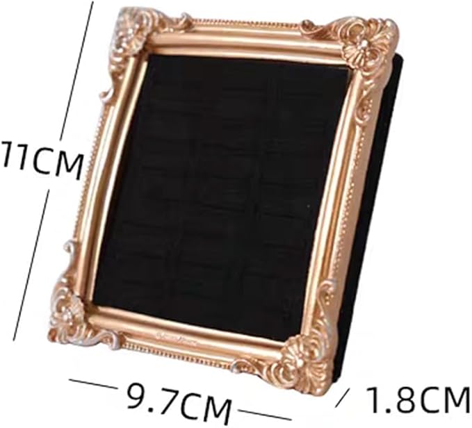 Jewelry Display Stand Vintage Ring Holder Box Earring Tray Retro Picture Frame Style Ring OrganizerJewelry Frame with Velvet