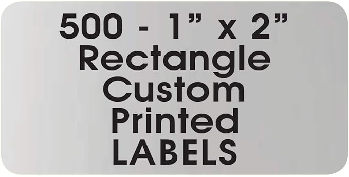 Printed Labels Rectangle 1" x 2" Custom Personalized Rolls, Quality Business Address Stickers, One Ink Color - (Made in The USA) (500)