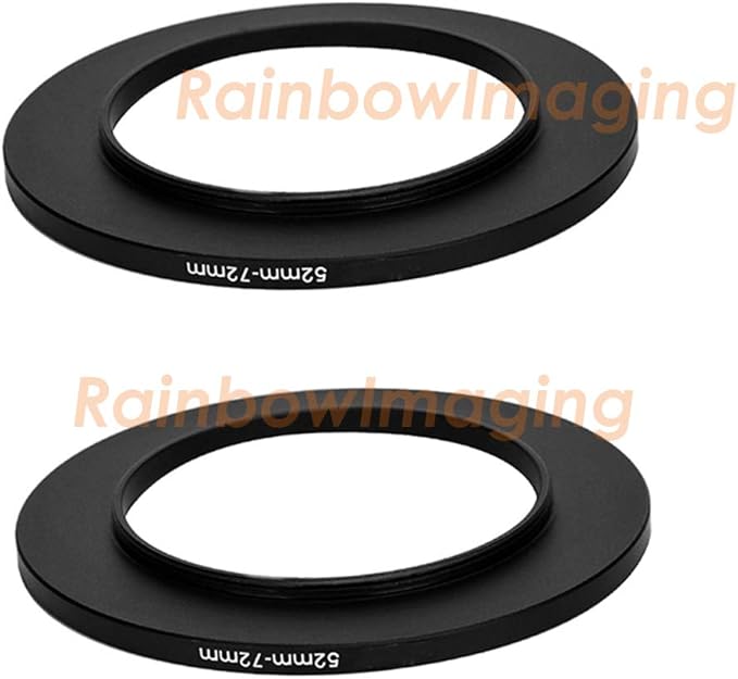 (2 Pcs) 52-72MM Step-Up Ring Adapter, 52mm to 72mm Step Up Filter Ring, 52 mm Male 72 mm Female Stepping Up Ring for DSLR Camera Lens and ND UV CPL Infrared Filters