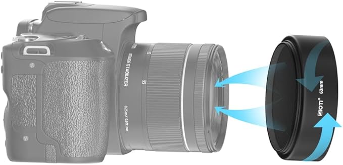 SIOTI 62mm Lens Hood, Oxidation Matte Anti Reflective Treatment, Aluminum Alloy, with 1 * 67mm Lens Cap, Compatible with Sony/Canon/Nikon/Fuji etc >50mm Camera Lens