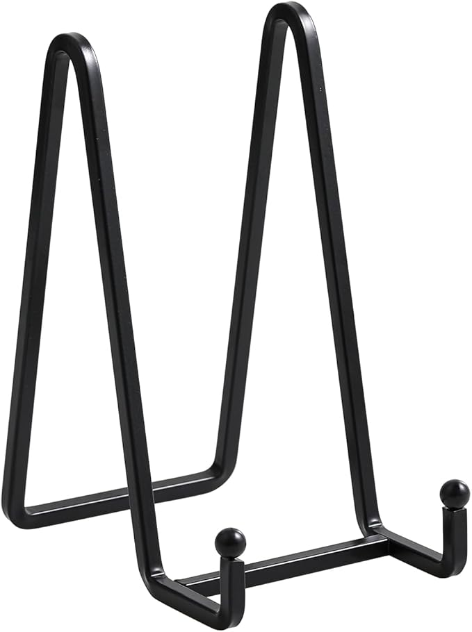 Plate Holder Easel Display Stand - 6 inch Metal Plate Stands for Display - Tabletop Picture Stand - Black Iron Easels for Display Pictures | Photo Frames | Book | Decorative Plates | Plaque - 4 Pack