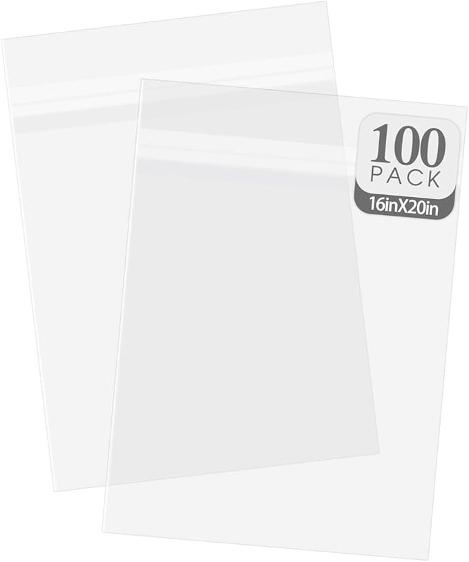 Golden State Art, Pack of 100, Acid-Free Crystal Clear Sleeves Storage Bags for Photo Prints Framing Mats Mattes (Bag Size: 16 3/8x 20 1/8 inches for 16x20 Mats)