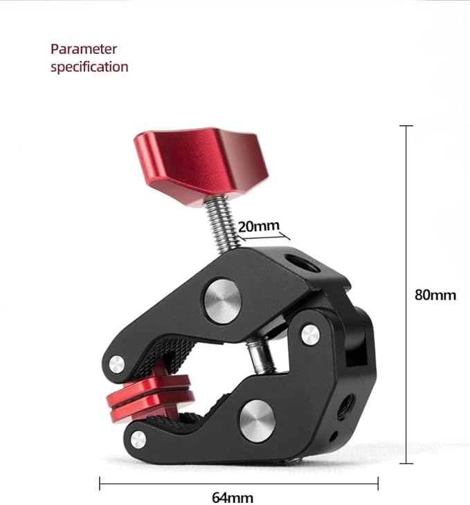 REFLEX CAMERA Super Clamp With 1/4" and 3/8" Threaded Holes for Mounting Cameras, Lights, Umbrellas, Hooks, Shelves, Plate Glass, Cross Bars, compatible with Magic Arm and more...