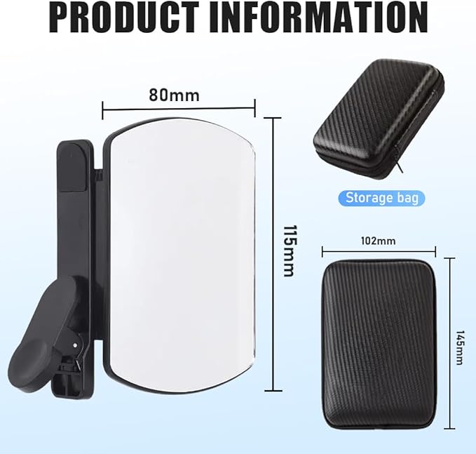 Mirror Reflection for iPhone, Smartphone Camera Mirror Reflection Clip Kit, HD Glass Mirrors for Phone to Use Back Camera, Portable Mirrors for iPhone Back Cameras Photography (White)