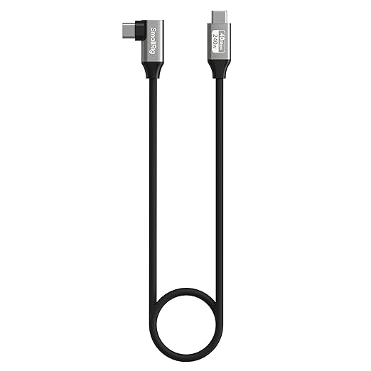 SMALLRIG USB4 40Gbps USB-C Cable, 240W Fast Charging & 8K@60Hz Video & 40Gbps Data Transfer, 60cm/23.6in Straight to Angled Connectors with Cable Tie, for MacBook for iPad Pro for iPhone - 5076