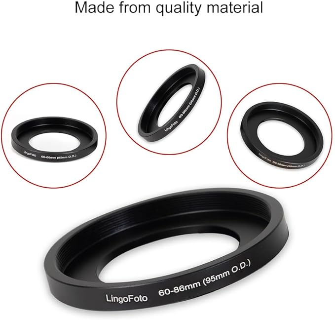 Lens Matte Box Adapter 60-86mm Step up Ring for 60mm Camera Lens to 95mm OD Matte Box Lens Mount (60-86/95mm)
