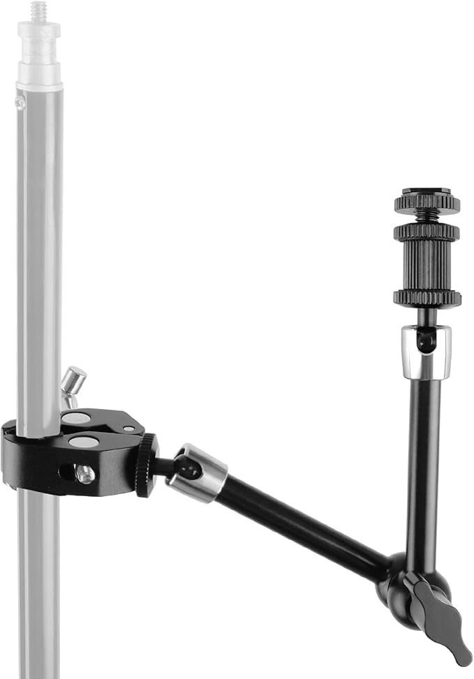 ChromLives 11 Inch Magic Arm Adjustable Articulating Friction Camera Arm W/ 1/4" Thread Screw and Hot Shoe Mount Compatible with DSLR Camera Rig, LED Lights, Flash Light, LCD Monitor