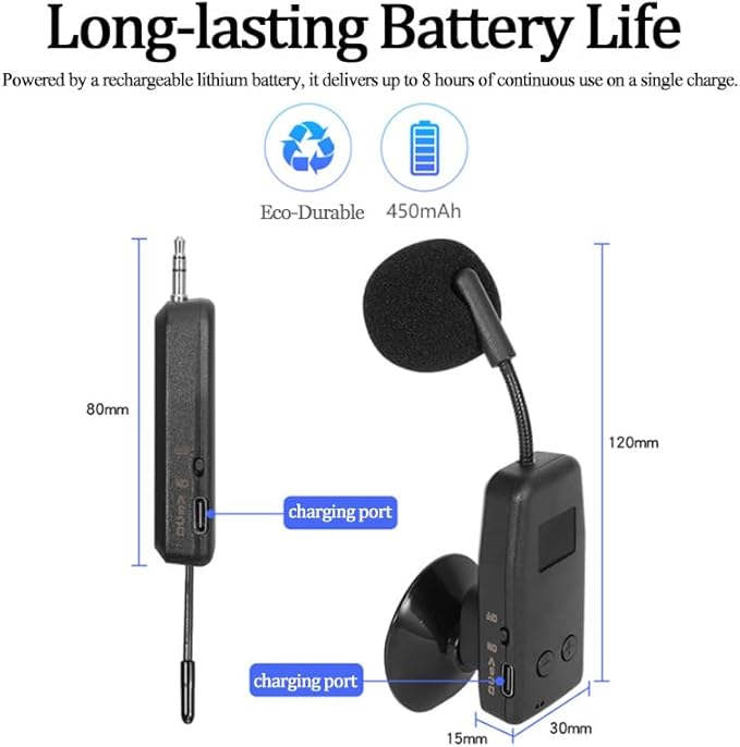 Wireless Violin Microphone with Suction Cup，Plug&Play Professional Sound Amplification for Acoustic Violin, Fiddle Performance and Recording