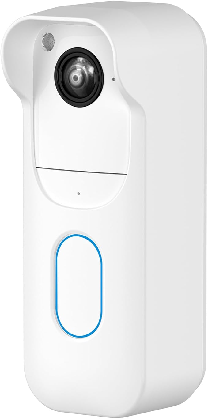 Silicone Skin Case for Blink Video Doorbell (2nd Gen) - Weatherproof Silicone Protective Cover with Brim for All-New Blink Doorbell Camera 2025 Full Protection (White)
