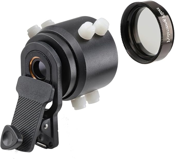 Smartphone Telescope Adapter with Polarizing Filter - Photo Adapter - for Photography and Video Recording - Compatible with 1.25" Eyepieces - Enhanced Astrophotography Kit