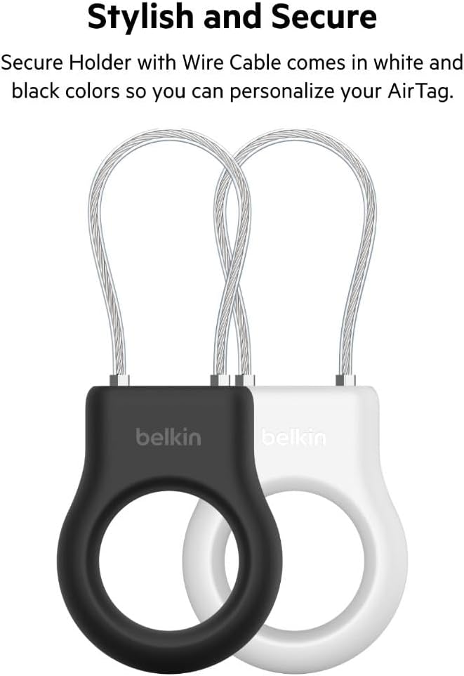 Belkin Secure Holder with Wire Cable for Apple AirTag, Black