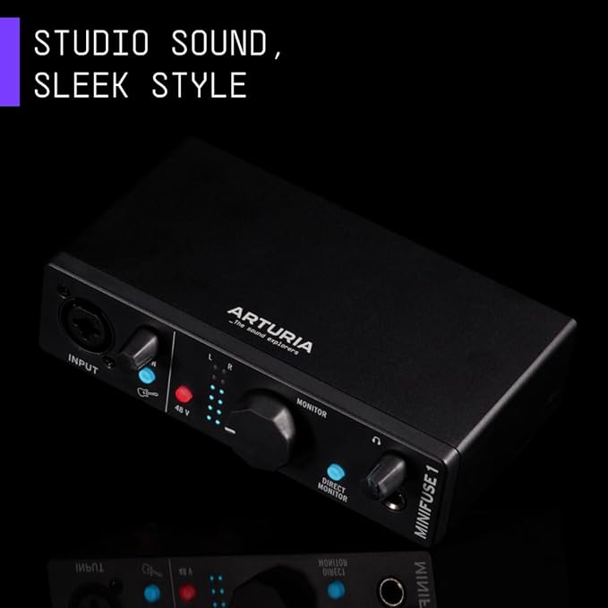 Arturia MiniFuse 1 - Compact USB Audio Interface with Creative Software for Recording, Production, Podcasting, Guitar - Black