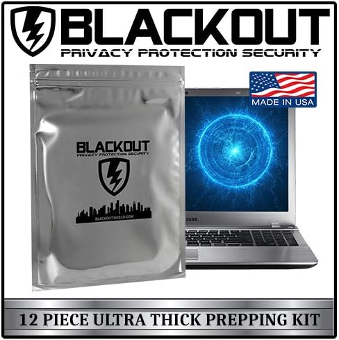 BLACKOUT Faraday Cage EMP Bags Premium Ultra Thick 12pc Prepping Kit Laptops Tablets Smartphones Hard Drives