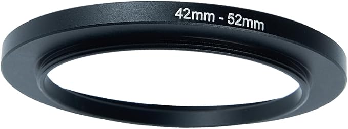 42mm Lens to 52mm Camera Lens Adapter 42mm to 52mm Step Up Ring Adapter Ring for All Brands of UV ND CPL, with Premium Lens Wiping Cloth 2 Pack (42mm-52mm)