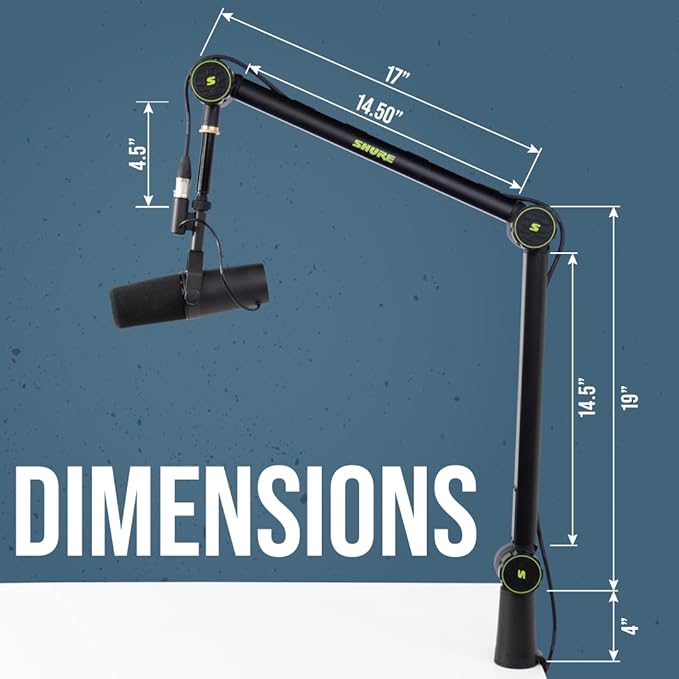 Shure by Gator Deluxe Articulating Desktop Podcasting Mic Boom Arm with Cable Management Channel; (SH-BROADCAST1)