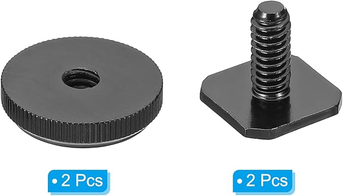 PATIKIL 1/4"-20 Camera Hot Shoe Mount, 2 Pack Flash Cold Shoe Mount Tripod Screw Adapter for DSLR Rig, Black
