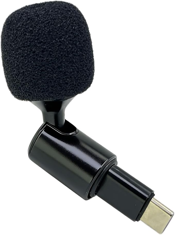Mini USB C Condenser Microphone 90 Degree, Plug Play Mic with Type-C, Omnidirectional Condenser for DSLR Cameras Smartphones Tablets & Computers and for iPhone 17 16 15, Black