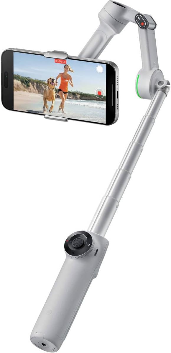 Insta360 Flow 2 Pro Grey- AI-Powered Smartphone Stabilizer, Auto Tracking Phone Gimbal, 200+ App Tracking with Apple DockKit, 3-Axis Stabilization, Built-in Tripod/Selfie Stick, Portable & Foldable