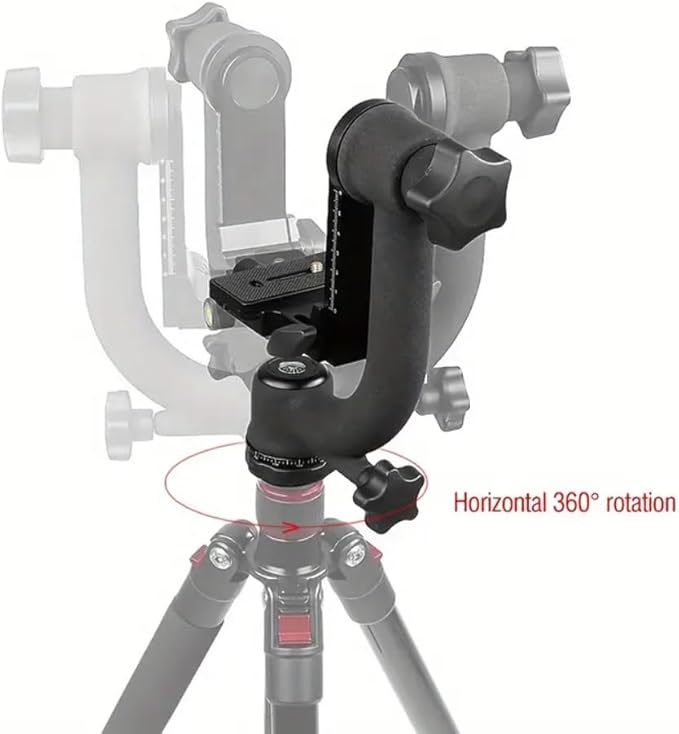 Aluminum Alloy Gimbal Tripod Head with 1/4" Quick Release Plate - 360° Rotating Ball Head, Smooth Pan & Tilt for DSLR, Live Streaming, Bird Watching, Outdoor Shooting Stabilizer, Camera Stabilizer