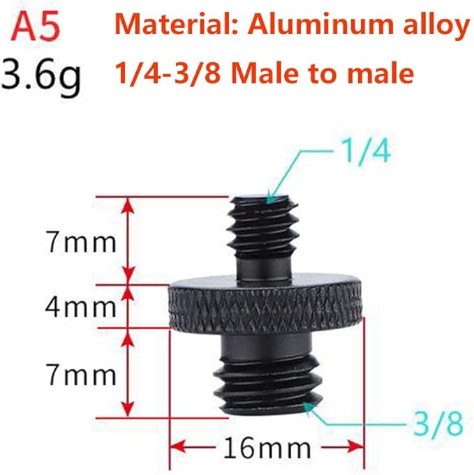 Camera Microphone Quick Release Flash Tripod Adapter Mount Kit Hot Shoe 1/4 to 3/8 M5 M6 M8 Male Female Convertion Thread Screws Series Set for Go pro Insta360 (7 Pcs)
