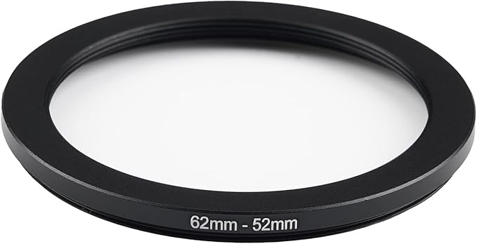 62mm Lens to 52mm Camera Lens Adapter 62mm to 52mm Step Down Ring Adapter Ring for All Brands of UV ND CPL, Comes with 2 Packs of high-end Lens Wiping Cloth (62mm-52mm)
