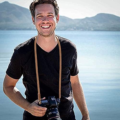 Camera Rope Strap 100cm Soft Cotton Camera Strap Vintage Neck Shoulder Belt Strap for Mirrorless and DSLR Camera. (Black)