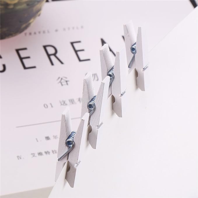 DECORA 3.5cm Sturdy White Wooden Mini Clothespin Photo Clips Pack of 200