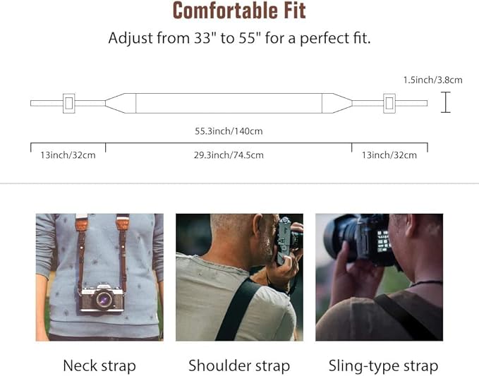 MoKo Camera Strap, Premuim Cotton Canvas Braided Adjustable Universal Sling Shoulder Neck Belt for All DSLR Digital Camera Canon, Fuji, Nikon, Olympus, Panasonic, Pentax, Sony - Bohemia Blue