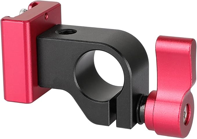 CAMVATE 15mm Side Single Rod Clamp with Cold Shoe Mount Adapter for Camera Accessories(Red) - 2811