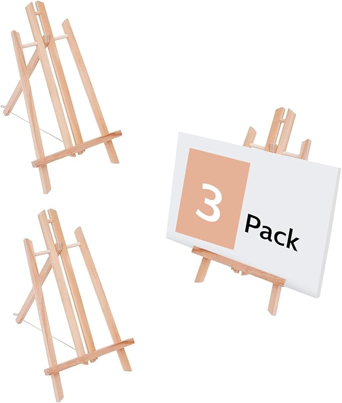 3PCS 11.8" Wood Easels, Small Tabletop Display Stand, Tripod, Painting Party Easel, Kids Student Tabletop Easels for Painting, Portable Canvas Photo Picture Sign Holder