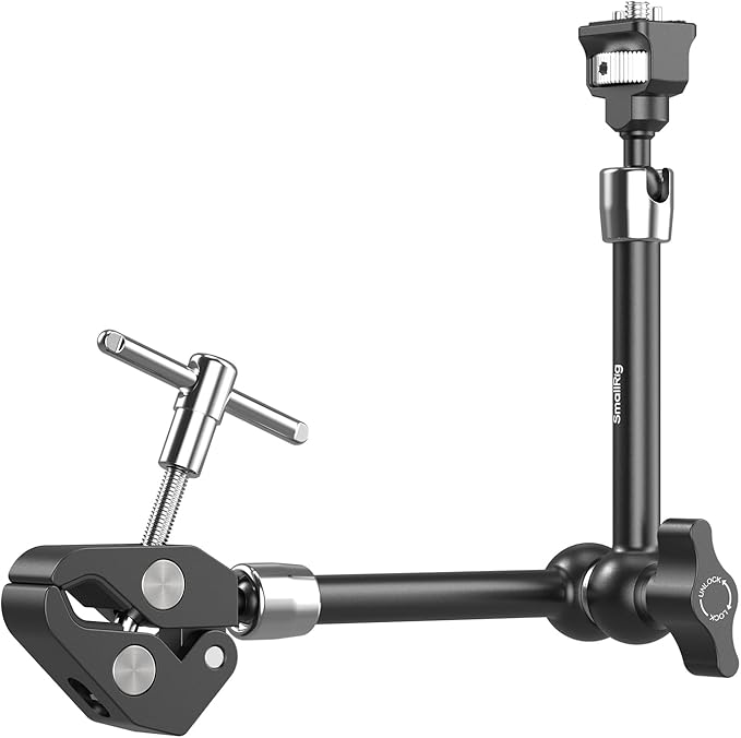 SMALLRIG 11 Inch Magic Arm with Crab-Shaped Clamp, Arm with 1/4"-20 Screw and Retractable Pins, for Action Cameras, Monitors, Video Lights, and Microphones - 5311