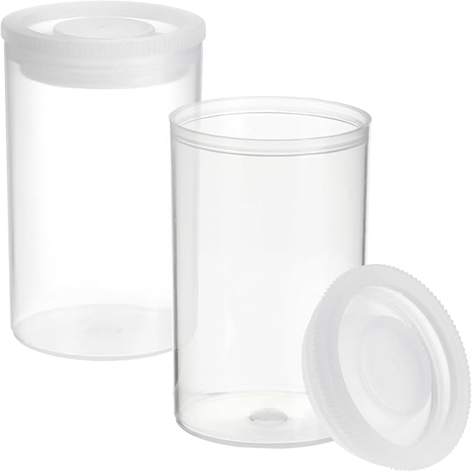 Juvale Film Canisters with Caps - 30-Count, 35mm, Clear - Plastic Cylinders with Lids - Clear Film Containers for Small Accessories