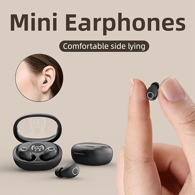 Small Invisible Sleep Earbuds Smallest Wireless Bluetooth Low Profile Micro Tiny Discreet Mini Headset，with Mic，for Small Ear Canals Invisible Ear Buds，Discreet Headphones Spy Earpiece