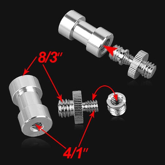 Acxico 3Set Camera Cam 1/4" 3/8" Tripod Screw Adapter Converter to Light Stand Holder Mount