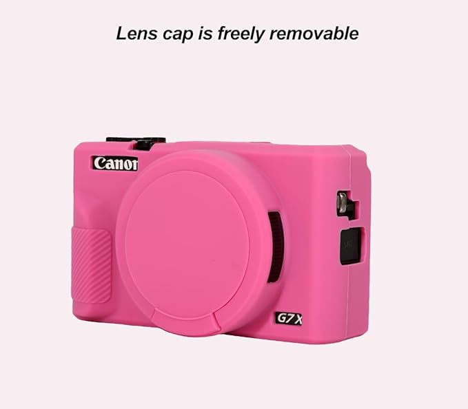 Pocoukate Case for Canon G7X Mark III Camera, Soft Silicone Protective Cover Skin with Removable Lens Cover for Powershot G7X Mark iii, Silicone Case with G7X3 Screen Protector Accessories - Peach