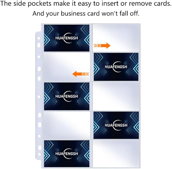 800 Pockets Ultra-Clear Business Card Holder Sleeves Binder Each Sleeve Holds 20 2x3.5” Namecards for 2/3/4 Ring Binder, Double Sided 10 Pocket Credit Card Pages（40 Pack ）