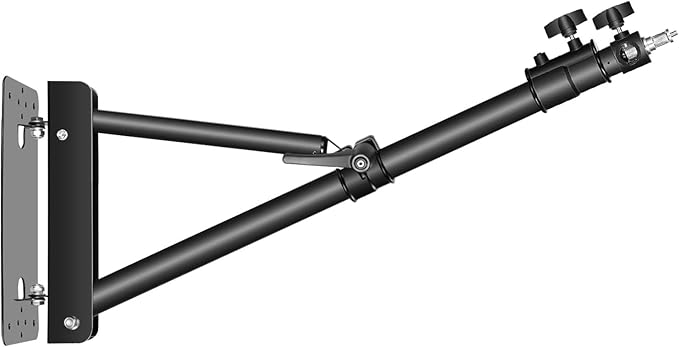 Neewer Triangle Wall Mount Arm for Photography Studio Strobe Monolight Softboxes Umbrellas Reflectors Flexible Rotation 180 Degrees Maximum Length 180 cm (Black)